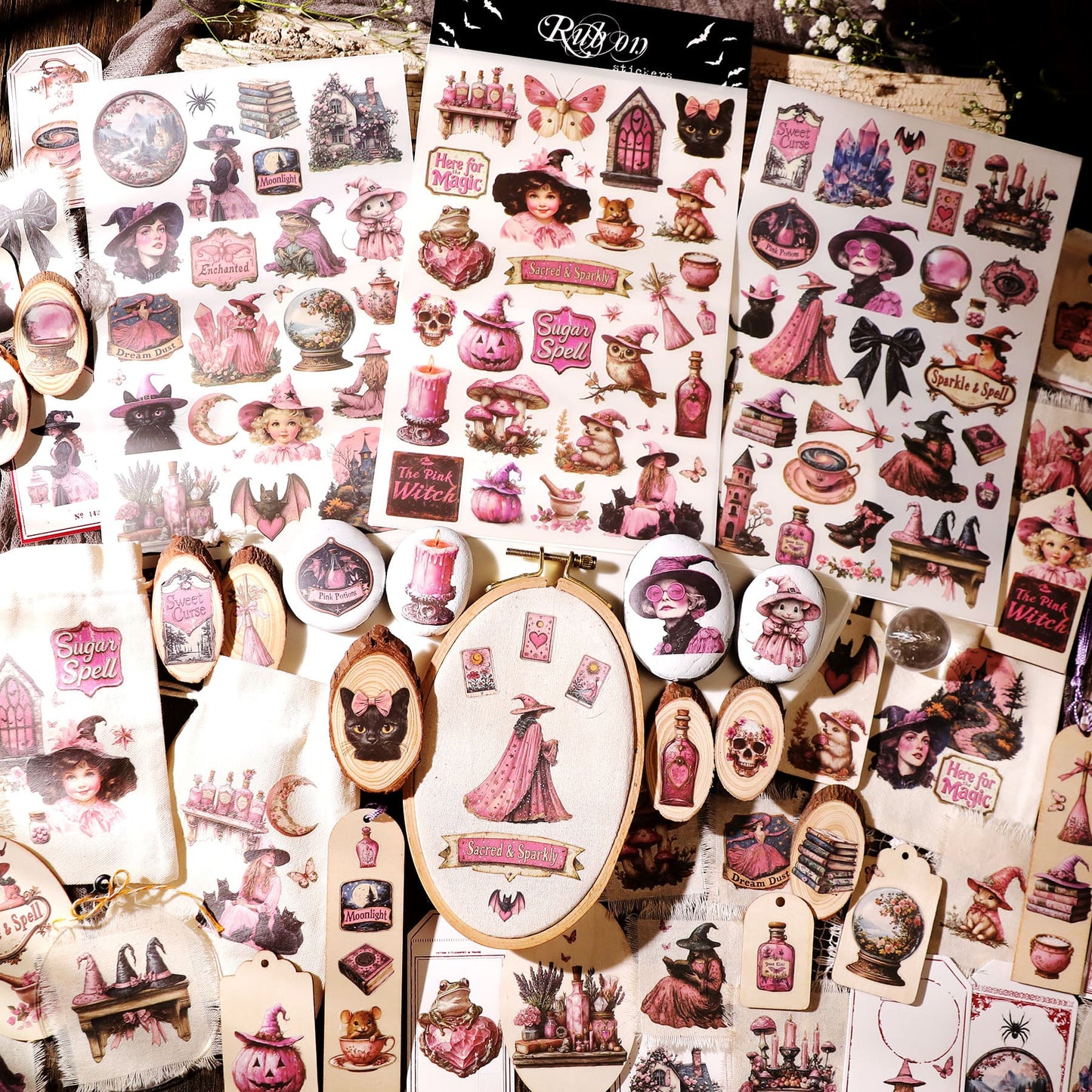 3PCS Pink Halloween Transfer Stickers