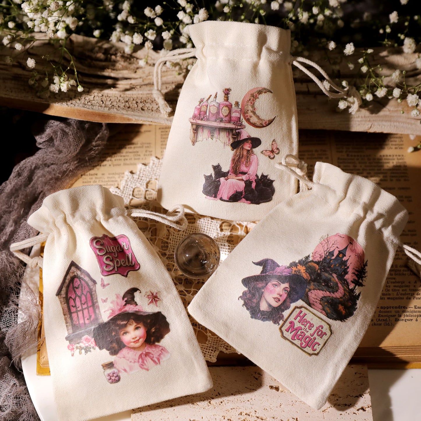 3PCS Pink Halloween Transfer Stickers