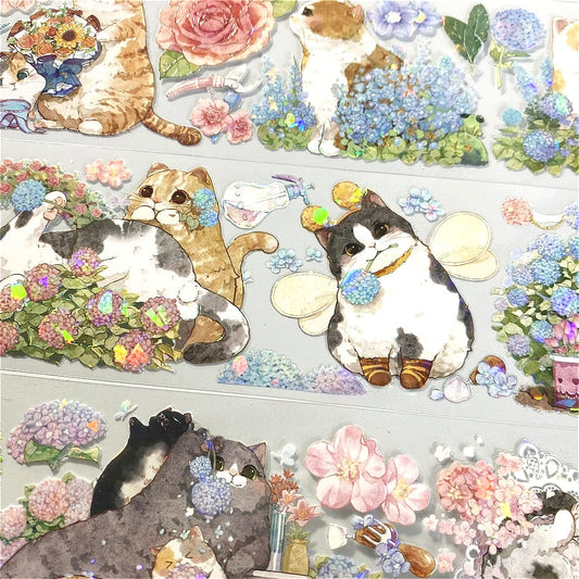 6cm*100cm Cats Among Flowers PET Tape