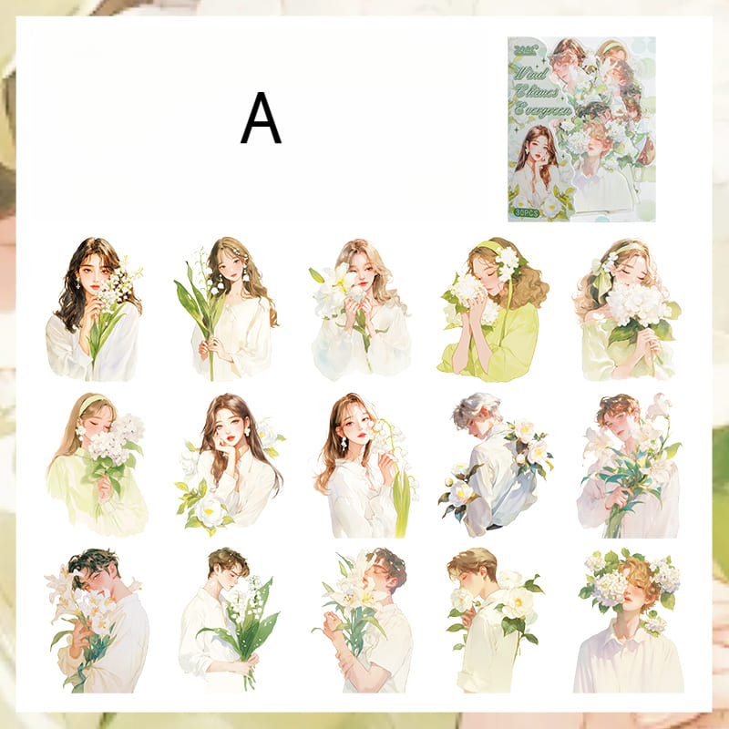 Flower And Character Sticker Pack
