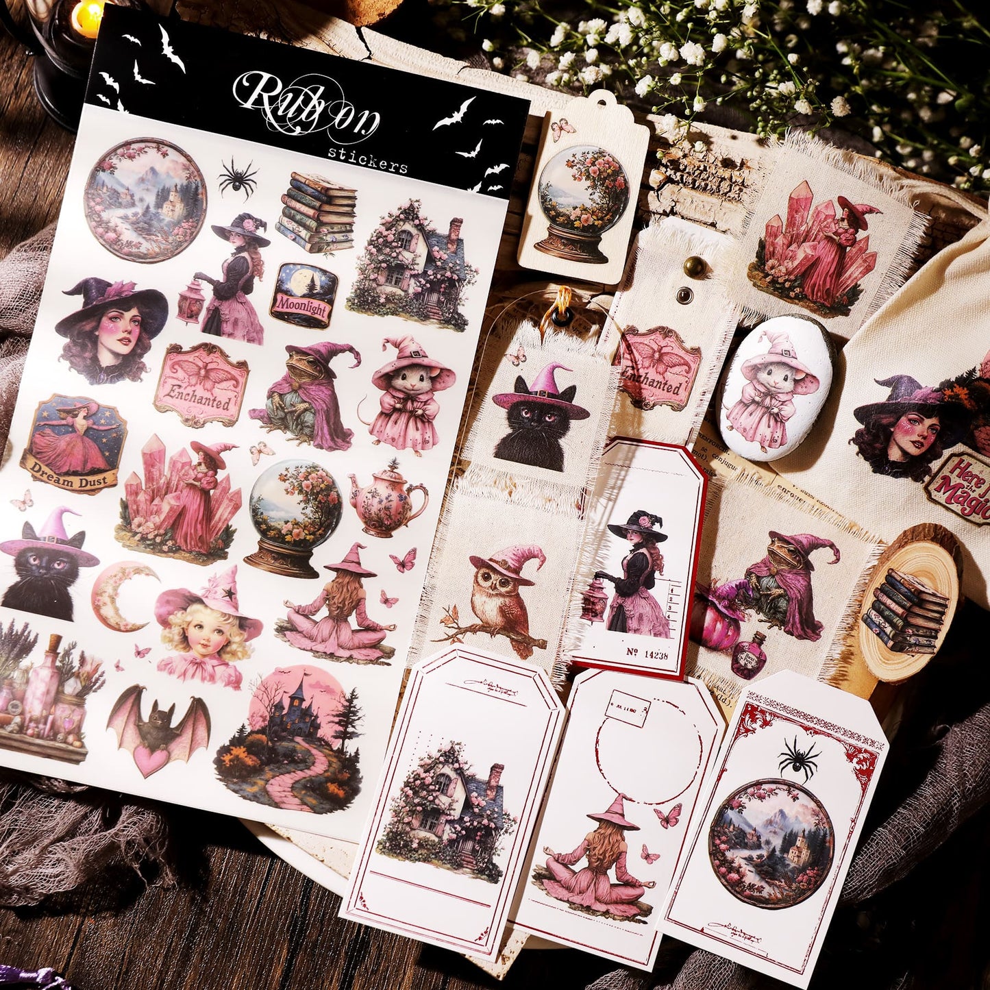 3PCS Pink Halloween Transfer Stickers