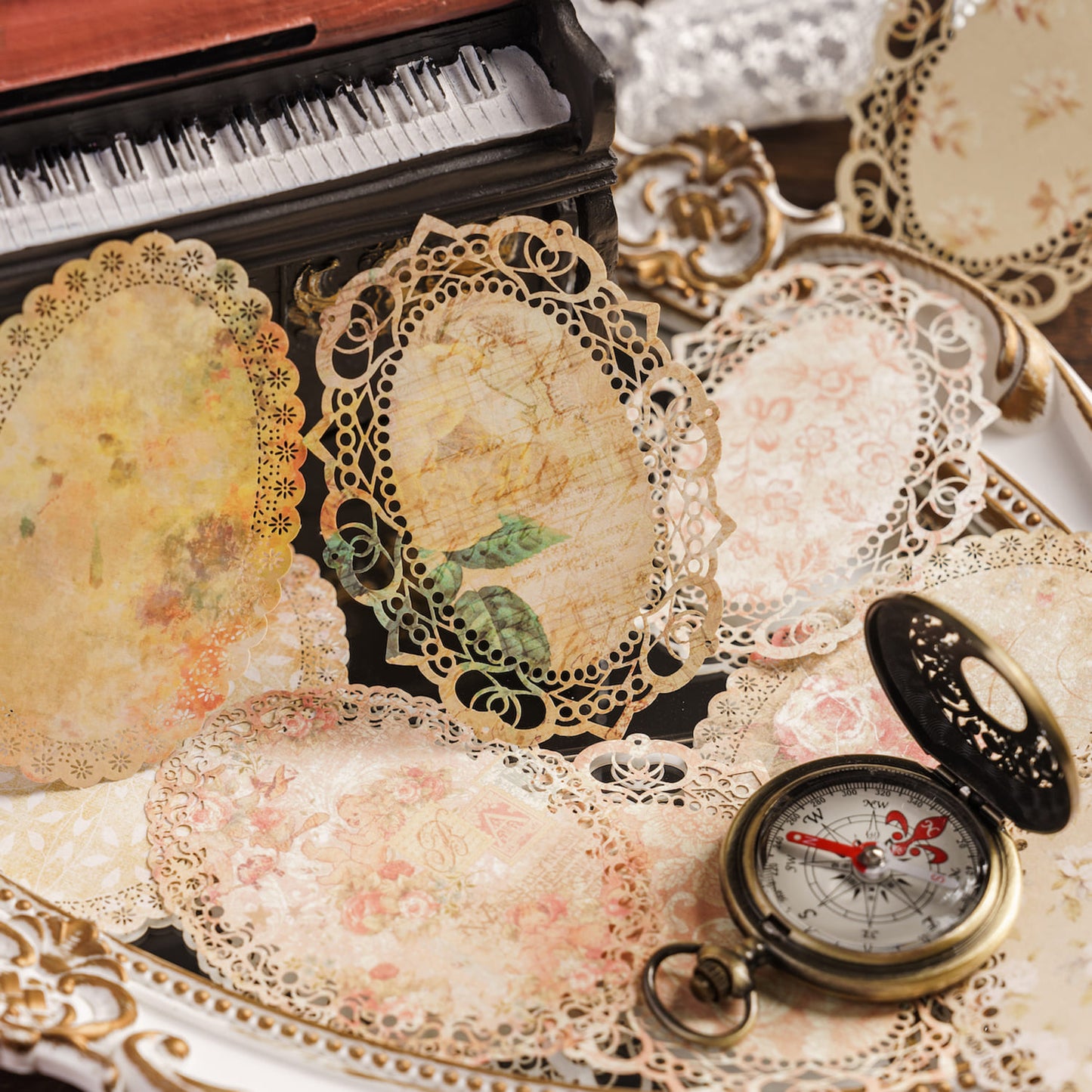 Hollow-Out Vintage Floral Paper