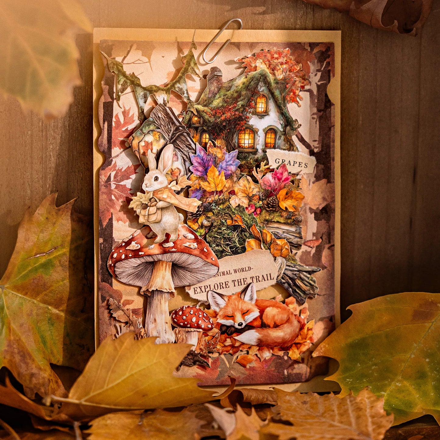 Handcrafted journaling with autumn hard card stickers