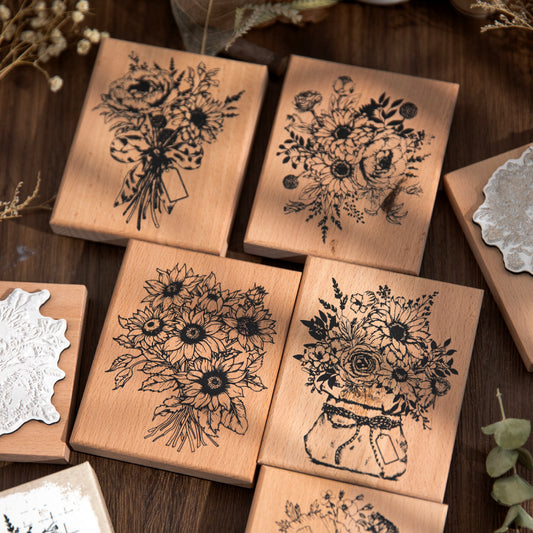 Flower Series Wooden Stamp