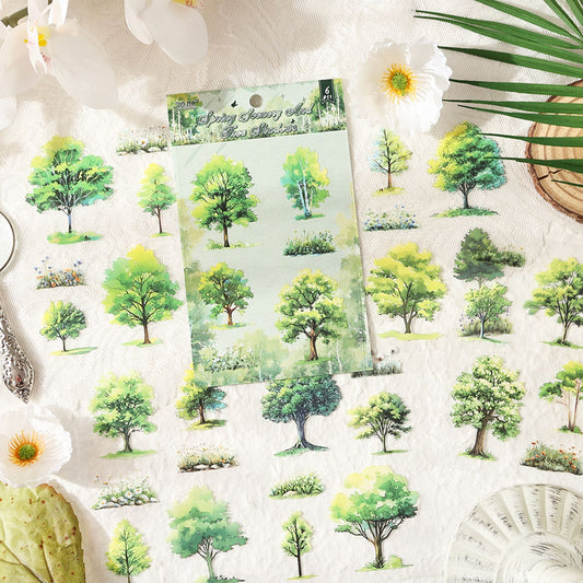 Spring tree PET sticker for creative journaling