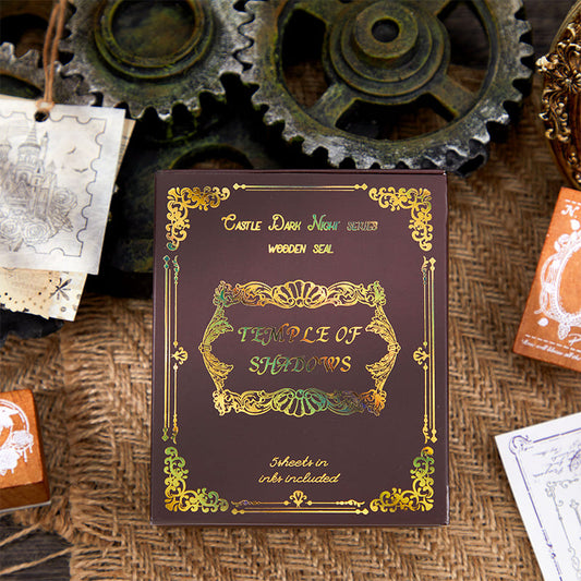 5PCS Night Series Wooden Stamp Set