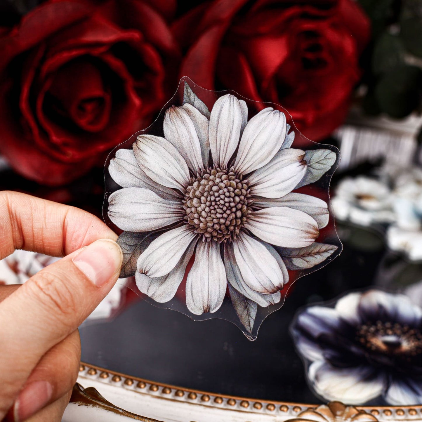 White Floral Stickers