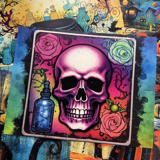 Skeleton Witch Scrapbook Paper