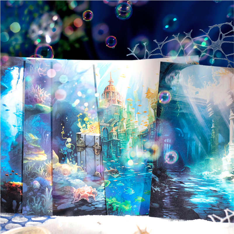 Underwater Ruins-themed scrapbook paper