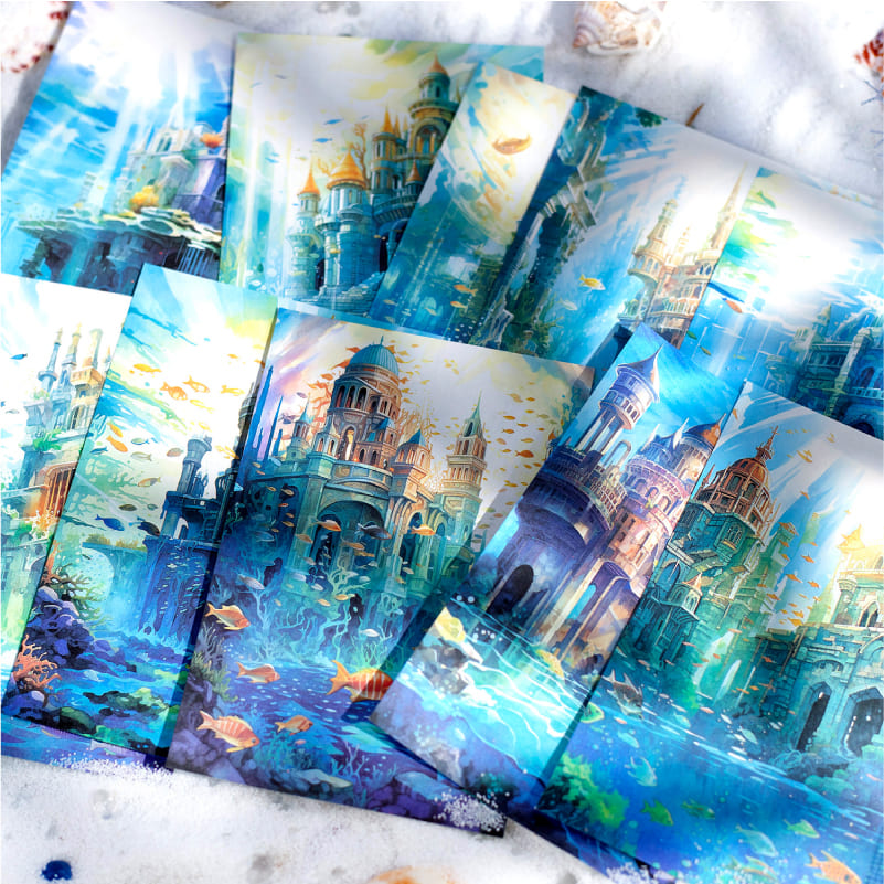 Underwater Ruins-themed scrapbook paper