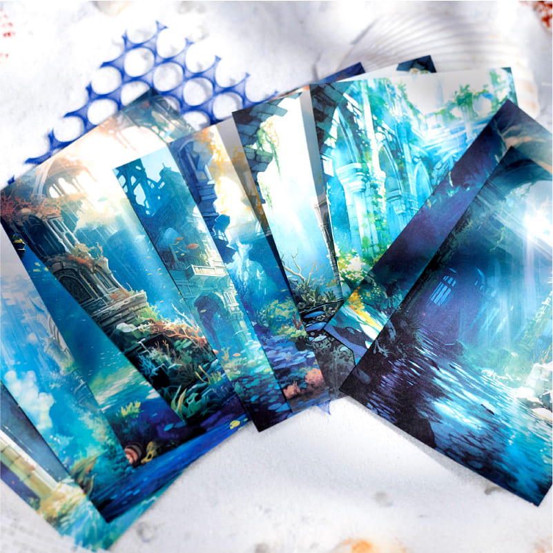 Underwater Ruins-themed scrapbook paper