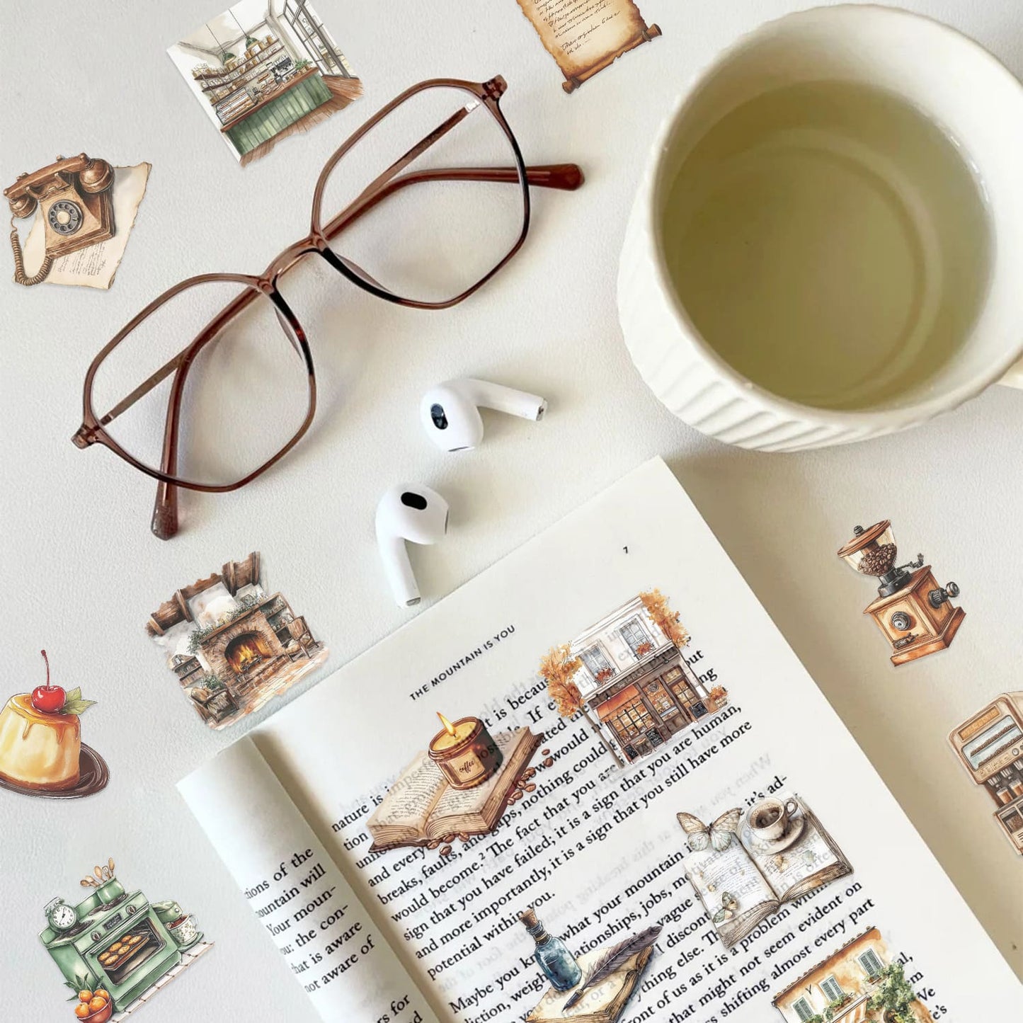 50PCS Vintage Coffee Sticker Pack