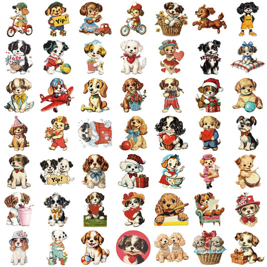 50PCS Vintage Dog PET Stickers