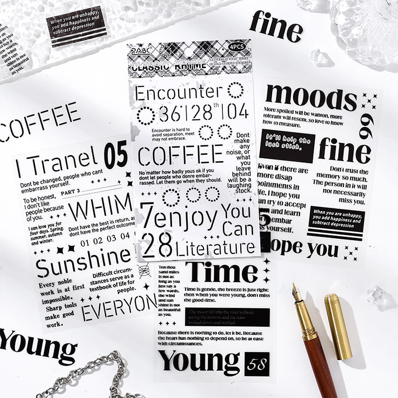 Black And White English Die-cut Stickers