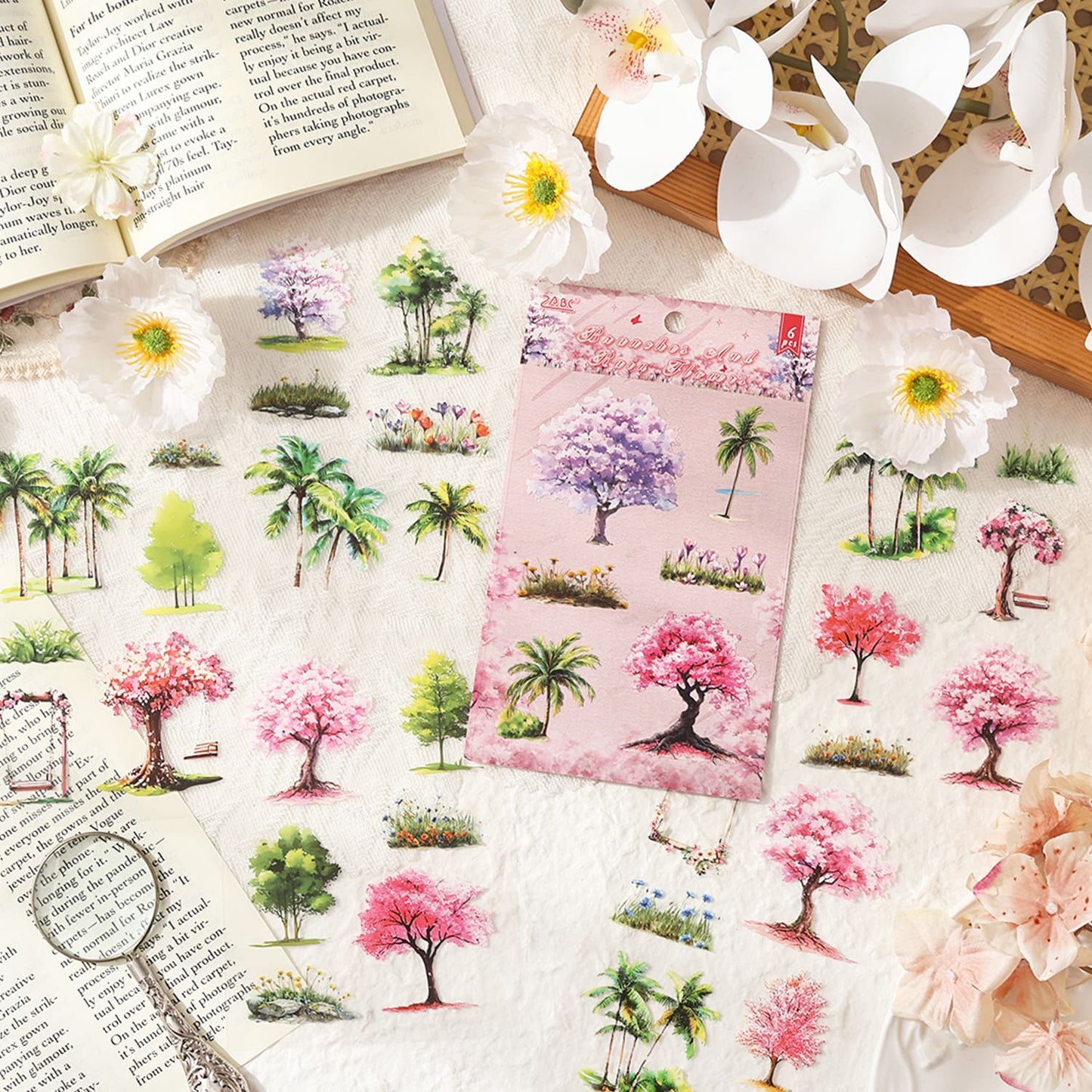 Four Seasons Trees PET Stickers