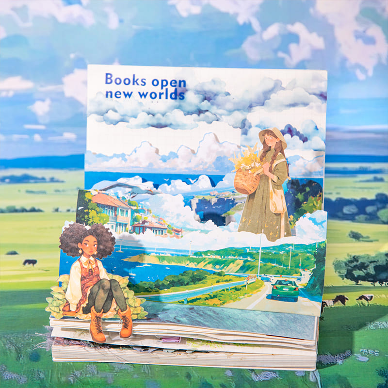 Snow landscape long strip PET+Paper sticker for journaling