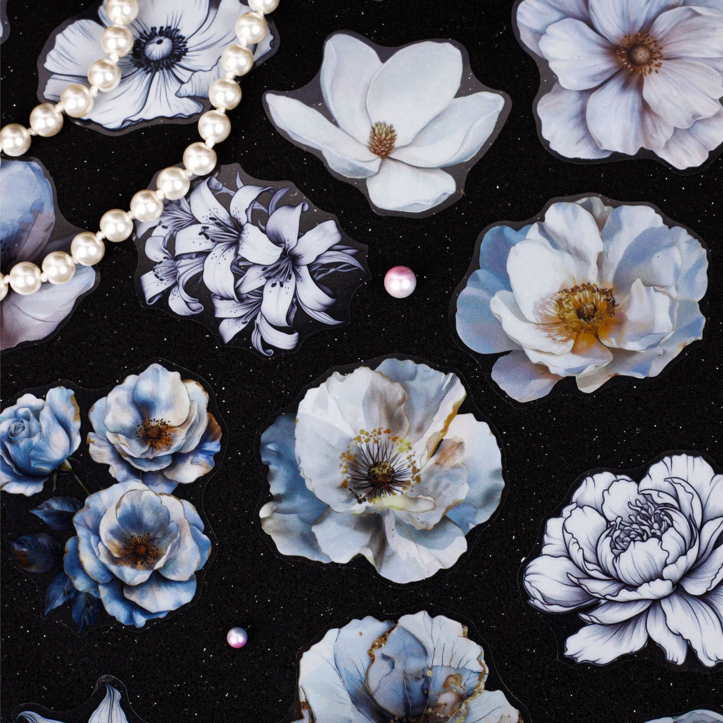 White Floral Stickers