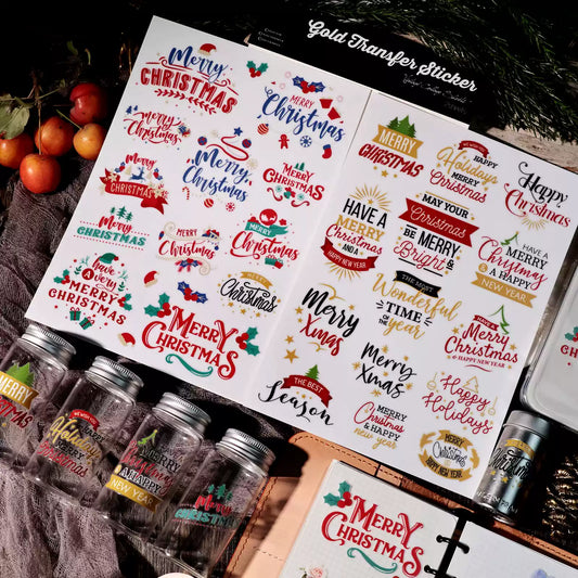 2PCS Christmas Phrase Transfer Stickers