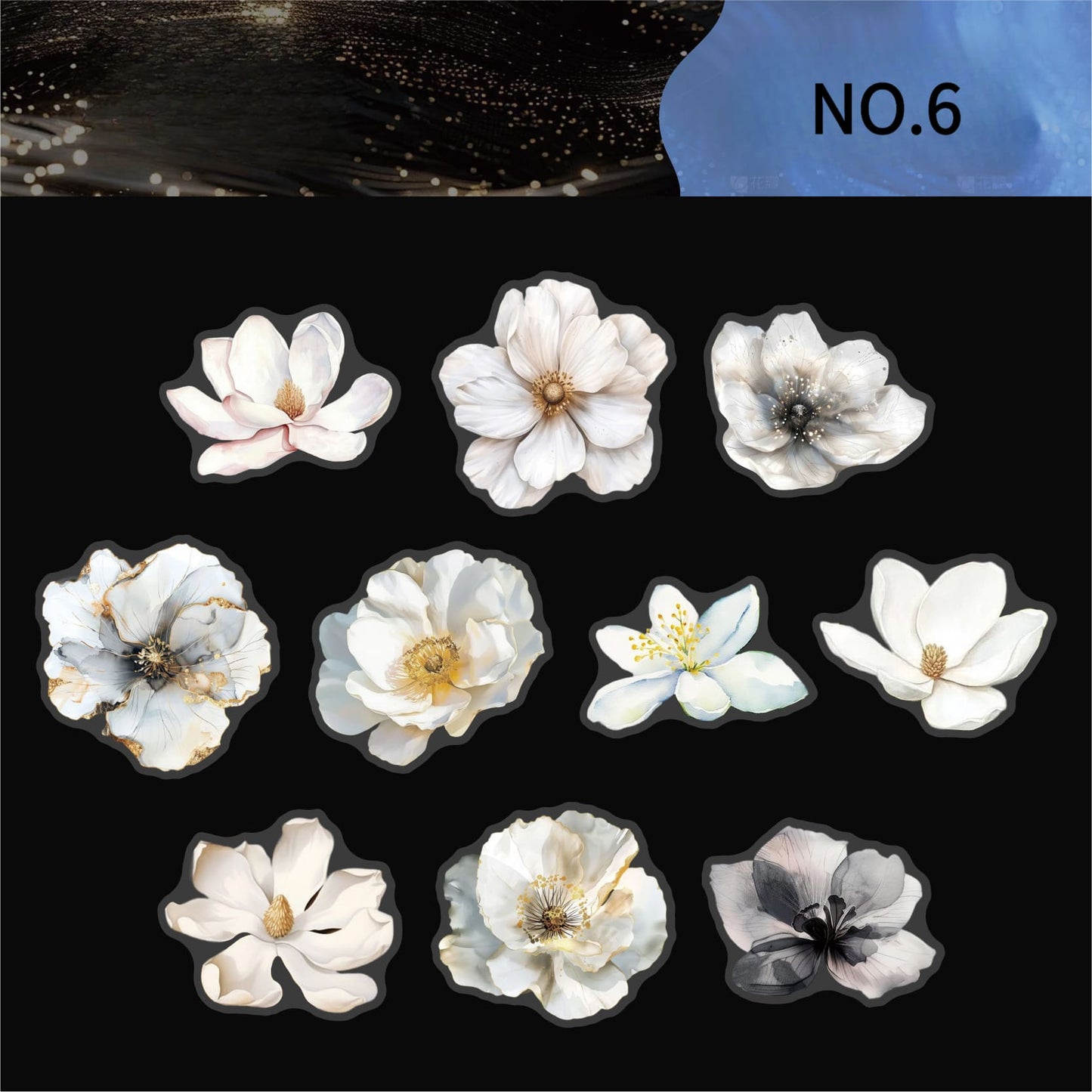 White Floral Stickers