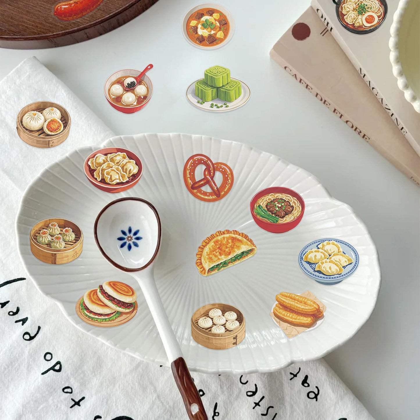 50PCS Chinese Cuisine Food Stickers