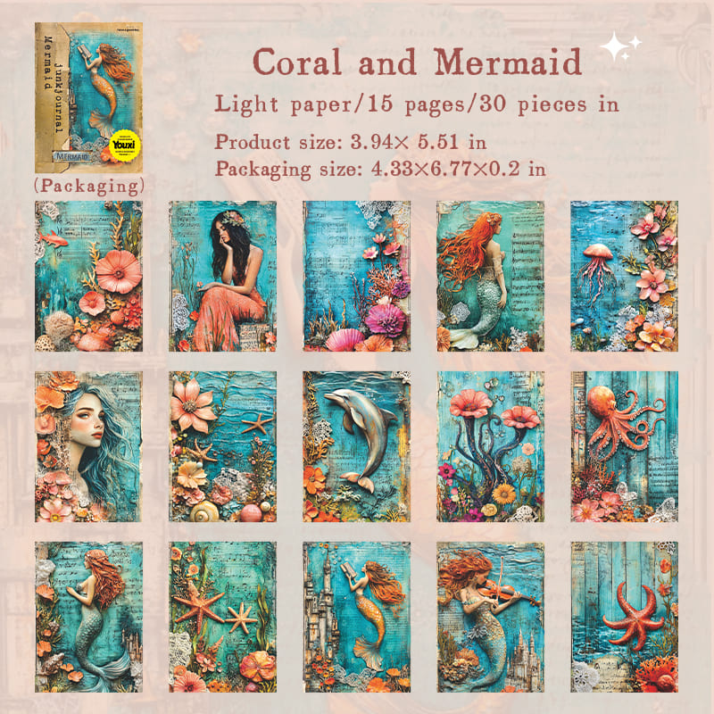 Mermaid Theme Scrapbook Paper