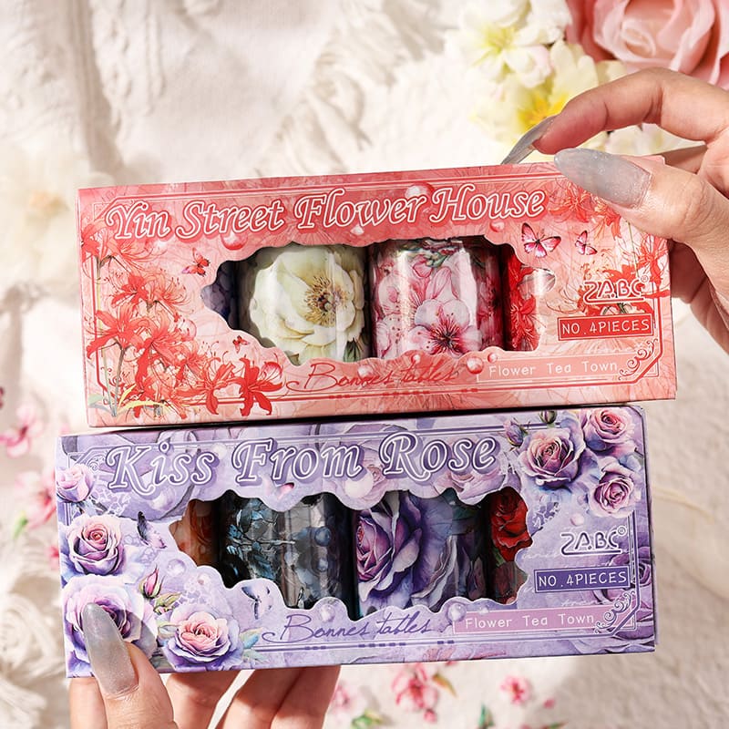 4 PCS Floral Theme PET Tapes