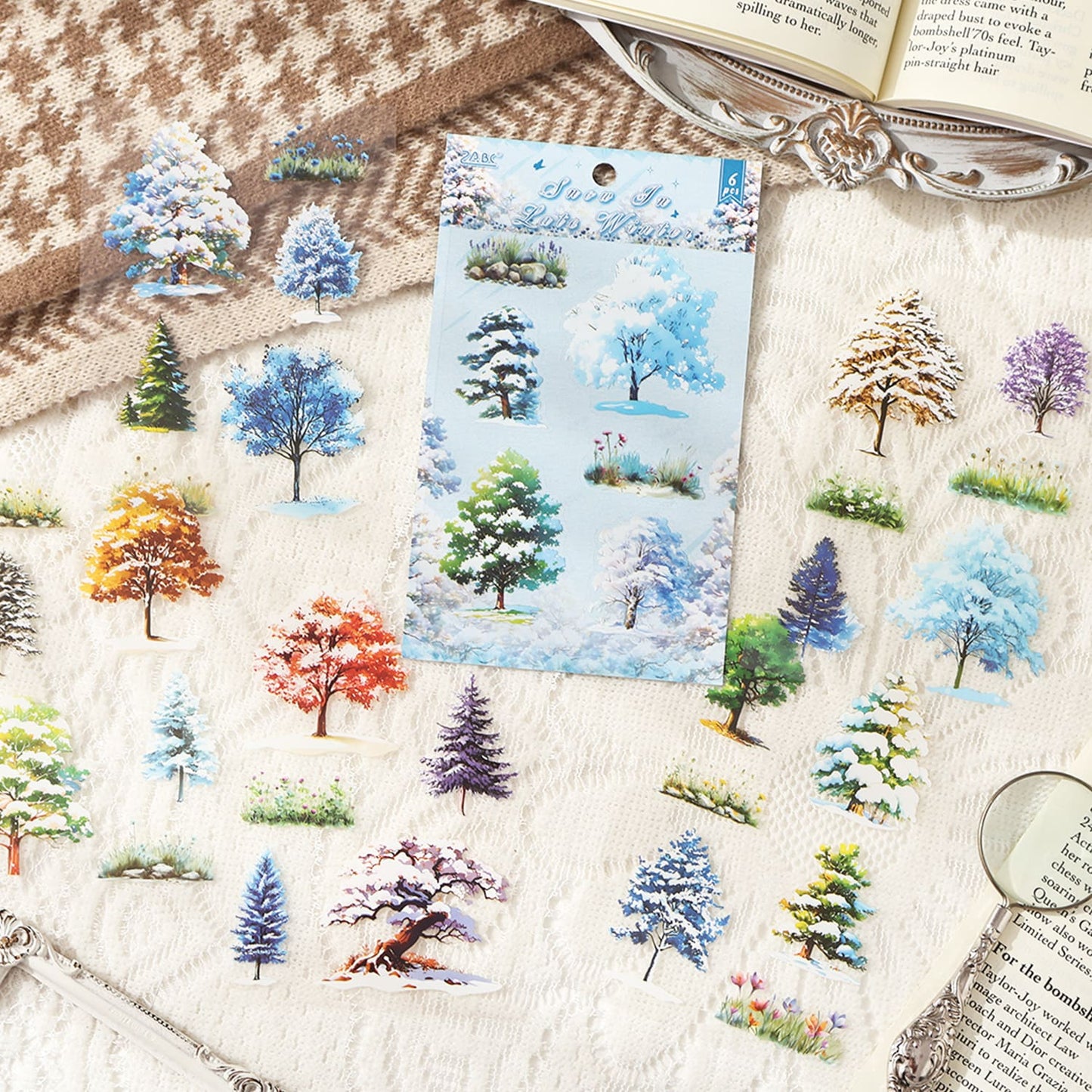 Four Seasons Trees PET Stickers