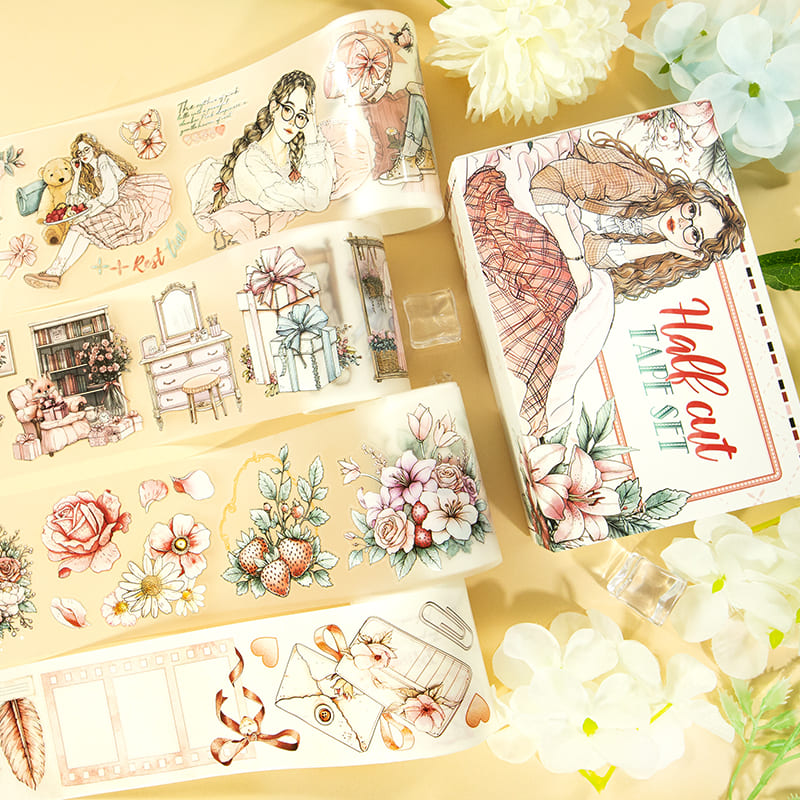 4PCS Warm Home Series PET/Washi Tape Set