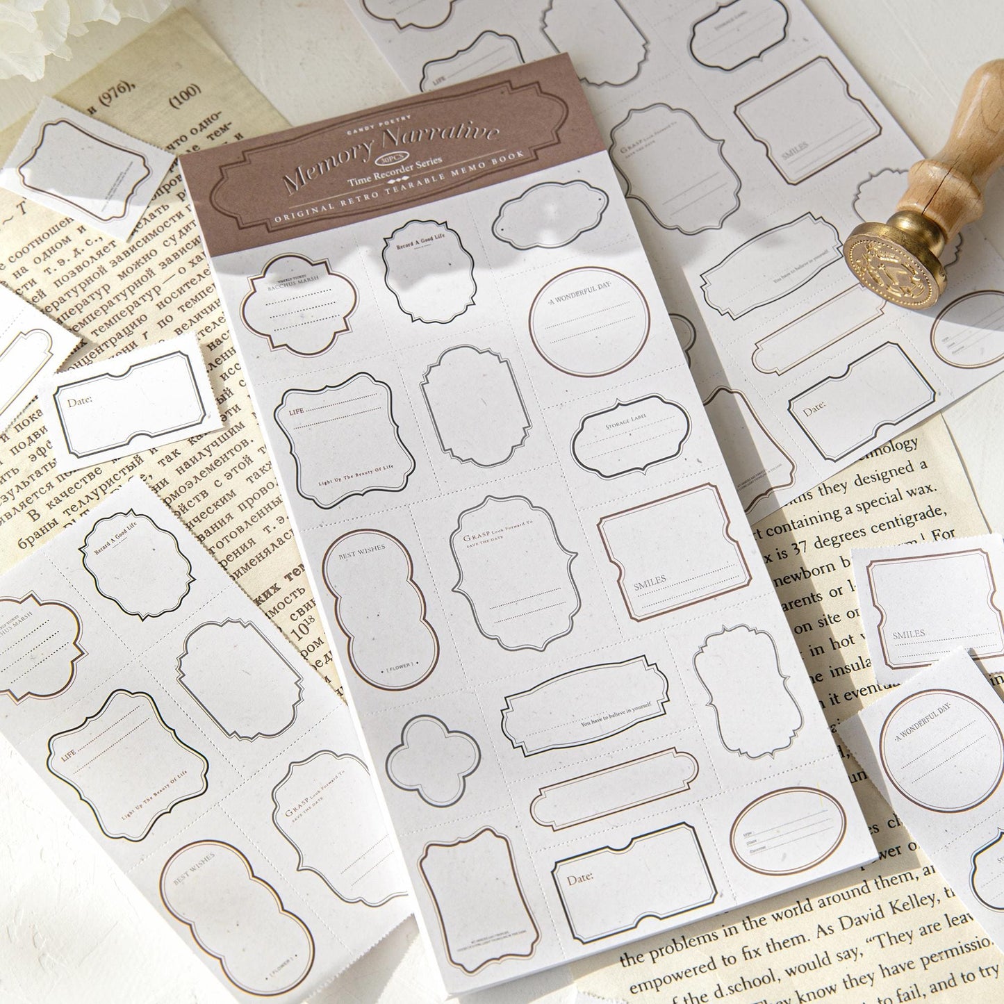 30PCS Vintage Peelable Label Book