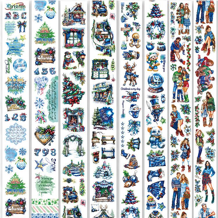 4PCS Blue Christmas Collection PET/Washi Tape