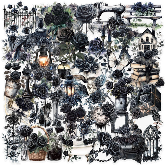 50PCS Dark Rose Sticker