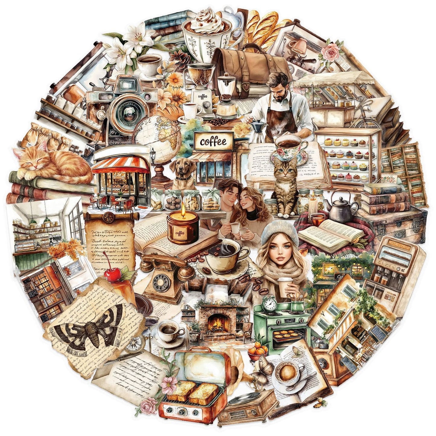 50PCS Vintage Coffee Sticker Pack