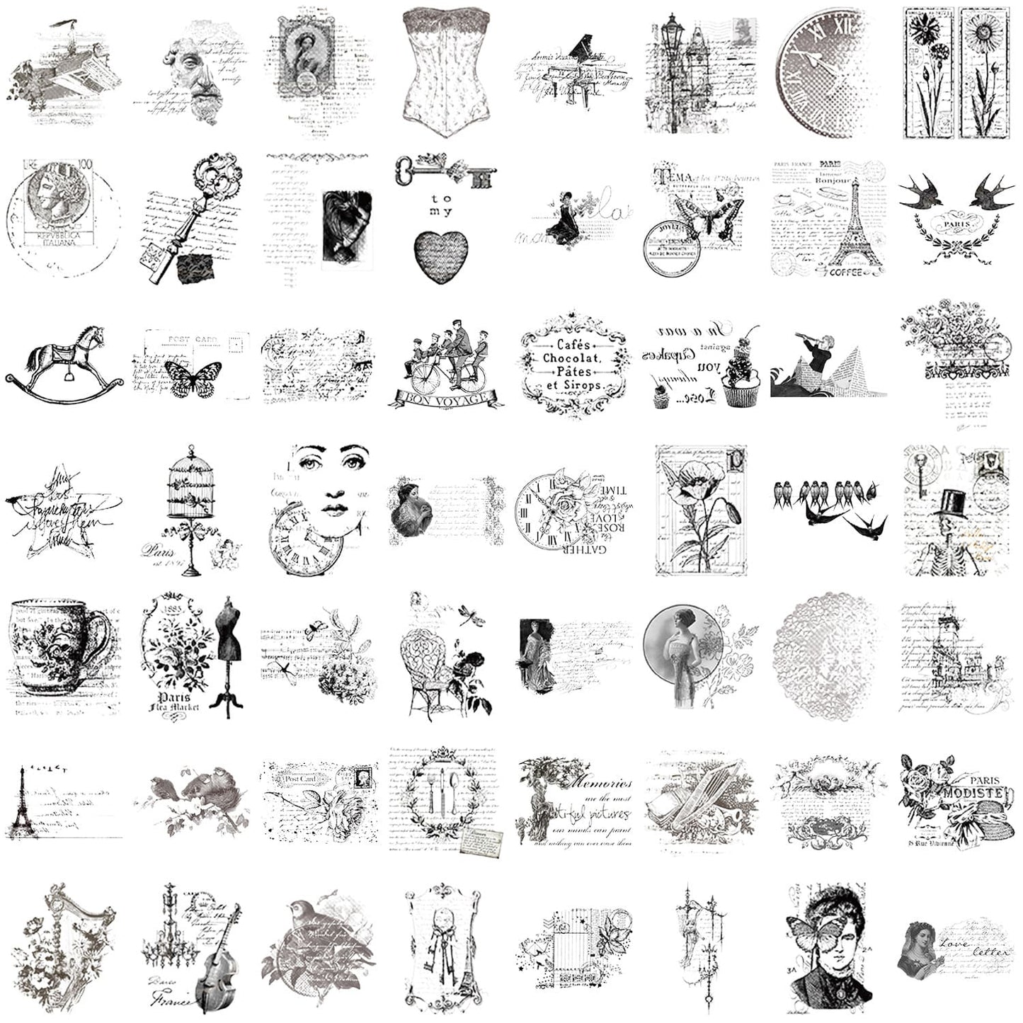 50PCS Vintage Collage Sticker Pack
