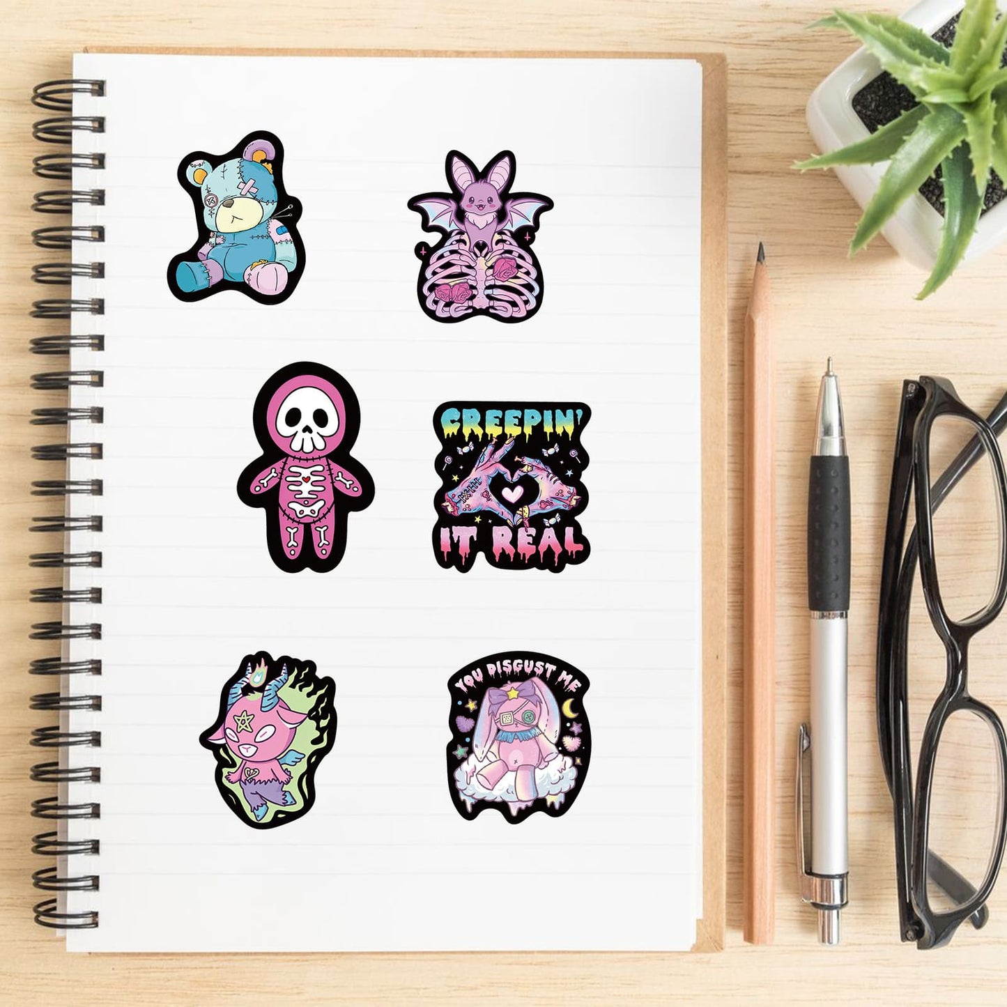 50PCS Gothic Dark Purple Sticker Pack