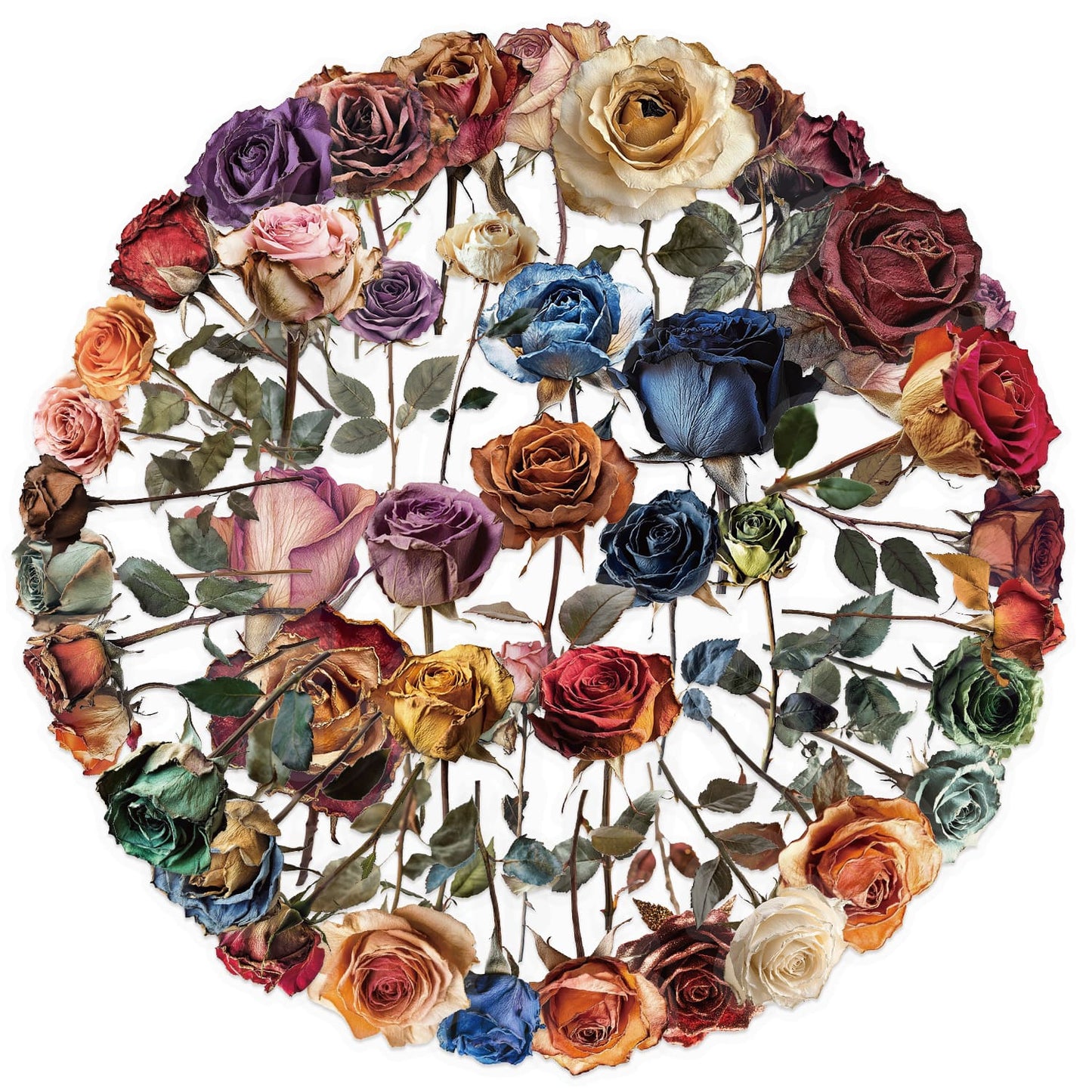 50PCS Dry Rose Sticker