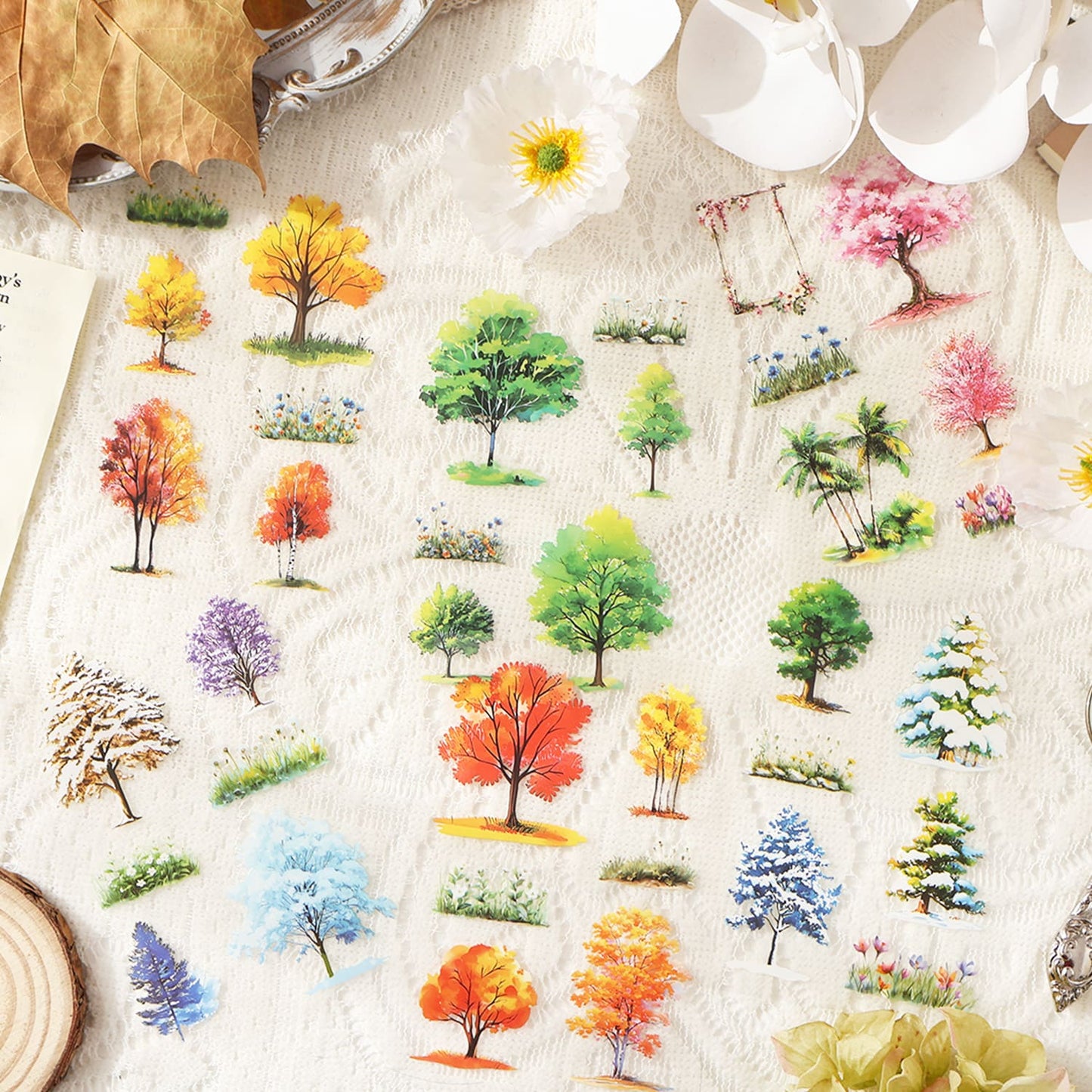 Four Seasons Trees PET Stickers