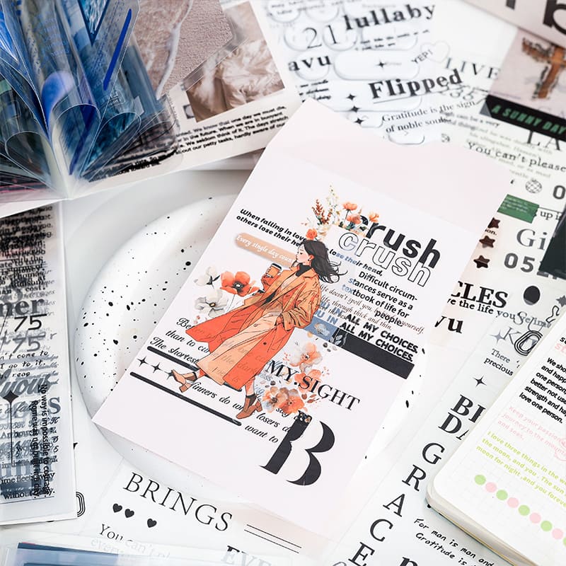 English Text Stickers for Background Decor