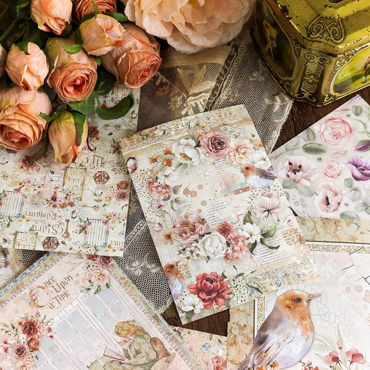 60PCS Vintage Box-Style Scrapbook Paper