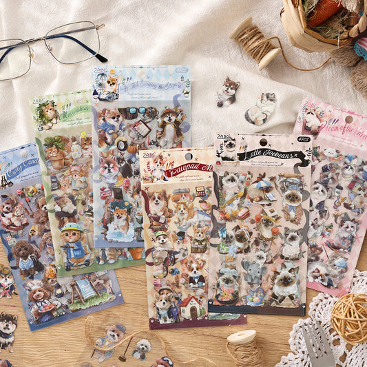 Cartoon Puppy & Kitten Sticker