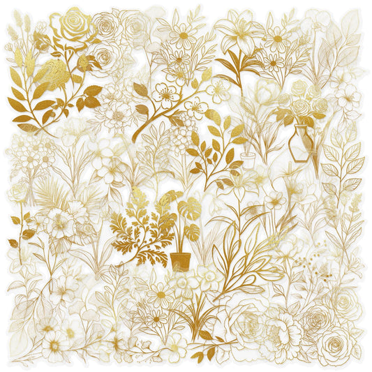 50PCS Golden Plants Stickers