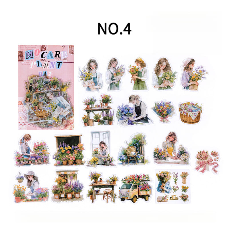 Plant And Girl Theme Stickers