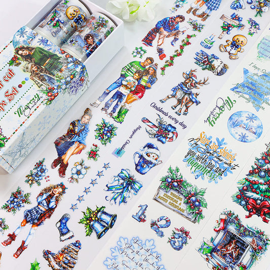 4PCS Blue Christmas Collection PET/Washi Tape