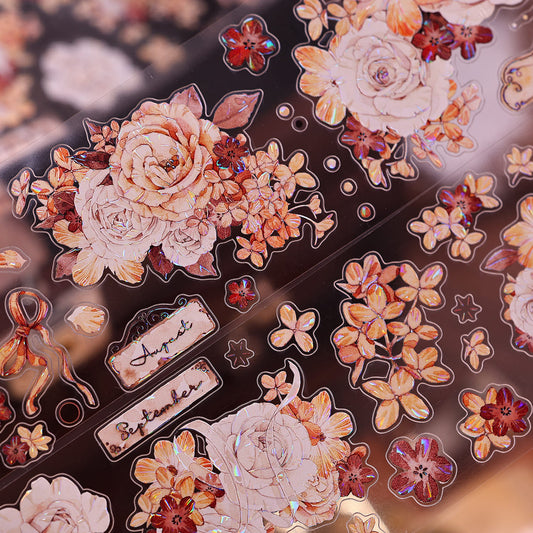 Die-Cut Vintage Russet Floral PET Tape