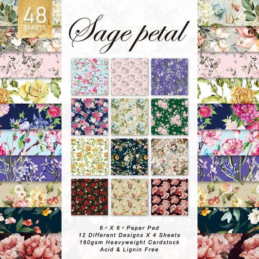 48PCS Floral Pattern Scrapbook Paper
