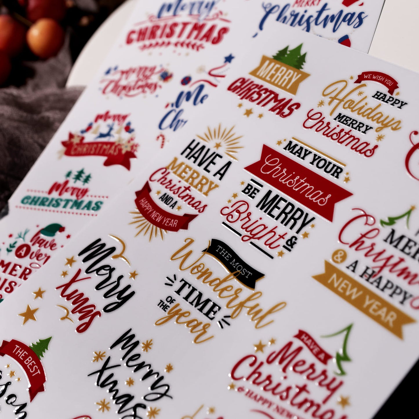 2PCS Christmas Phrase Transfer Stickers