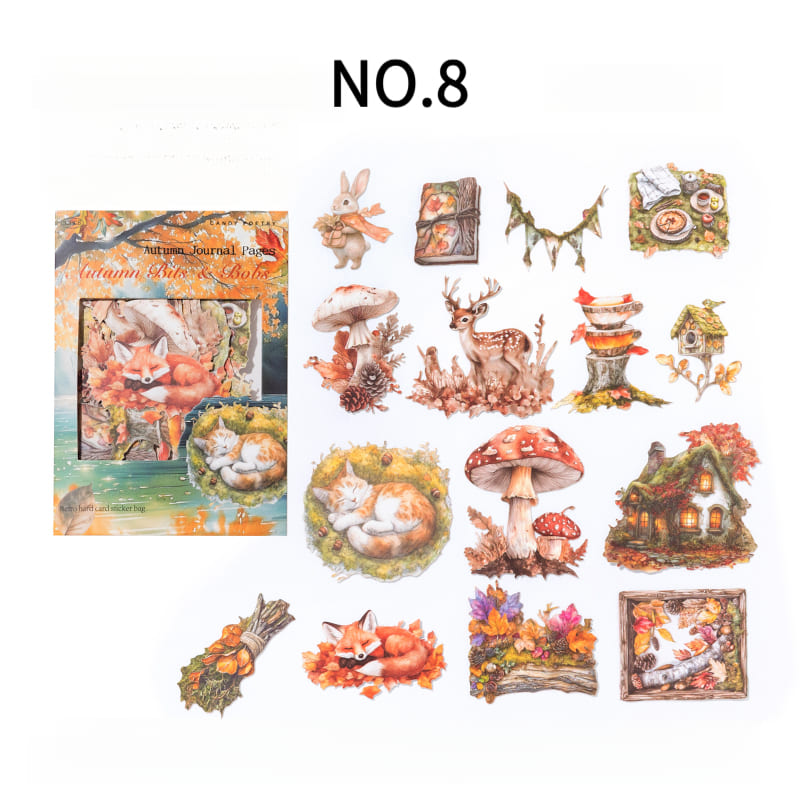 Animal autumn hard card sticker