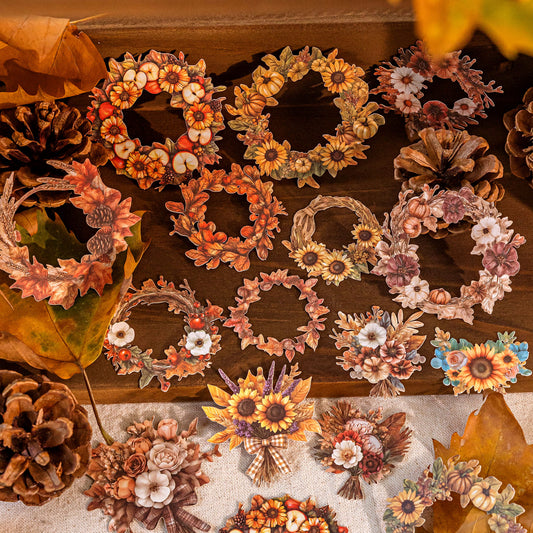 Wreath hard card sticker for autumn journaling