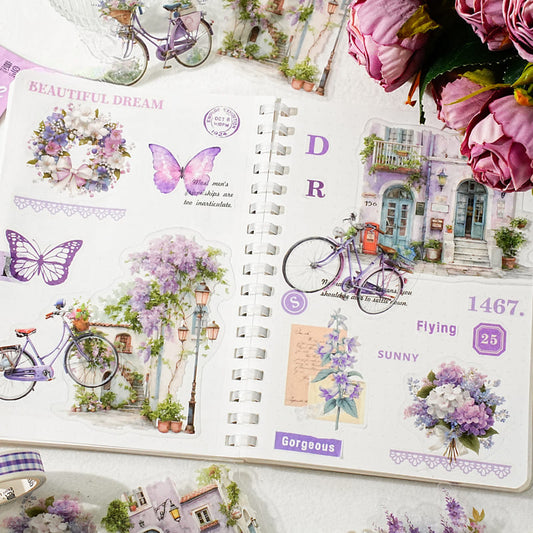 Creative collage using floral lifestyle PET stickers in journals
