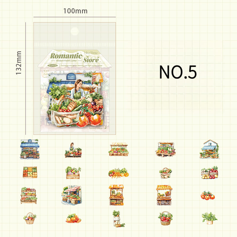 20PCS Romantic Shop Series Stickers