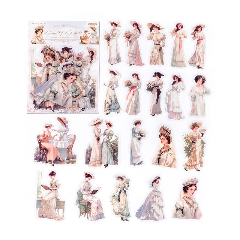 White tone vintage aesthetic stickers
